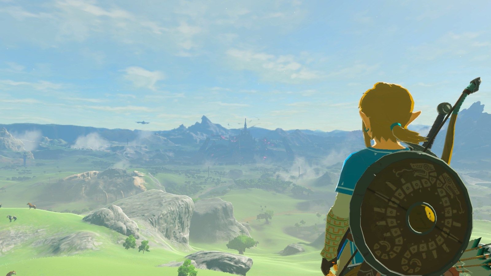 Link looking out at Hyrule in Breath of the Wild one of the best Zelda stories. 