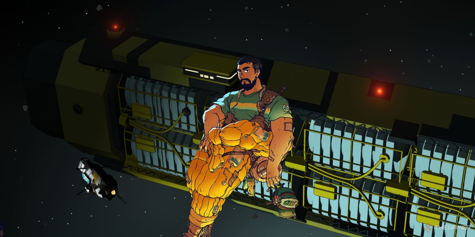 Citizen Sleeper 2. Kirk standing in front of the Headspring ship.
