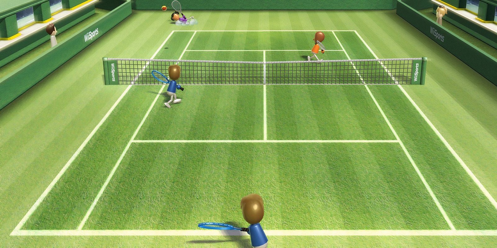 Playing Tennis in Wii Sports.