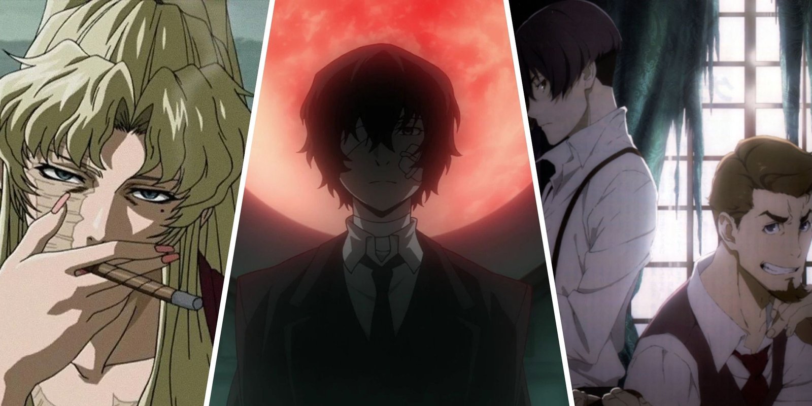 Best Fights In Bleach 9 A collage of Balalaika, Dazai Osamu and Angelo Lagusa and Nero Vanetti.
