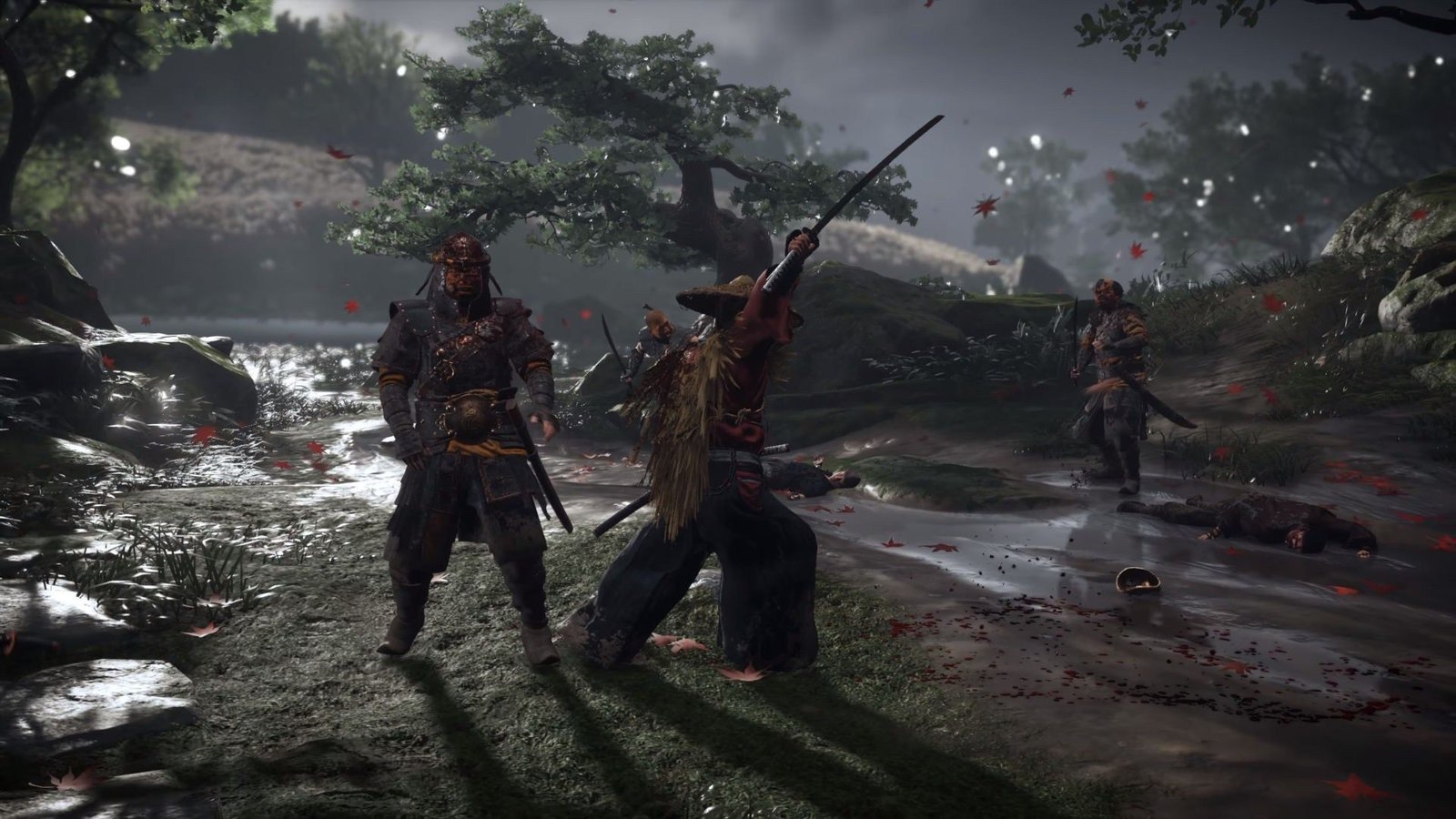 Ghosts of Tsushima screenshot of Jin in a combat encounter.