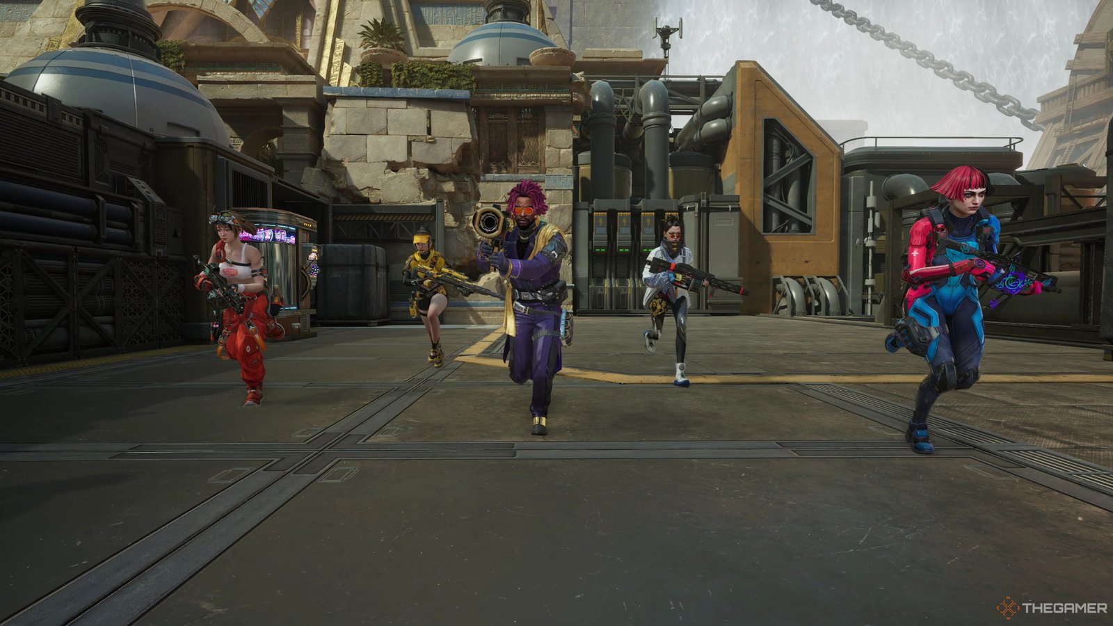 Five Fragpunk characters running at the screen
