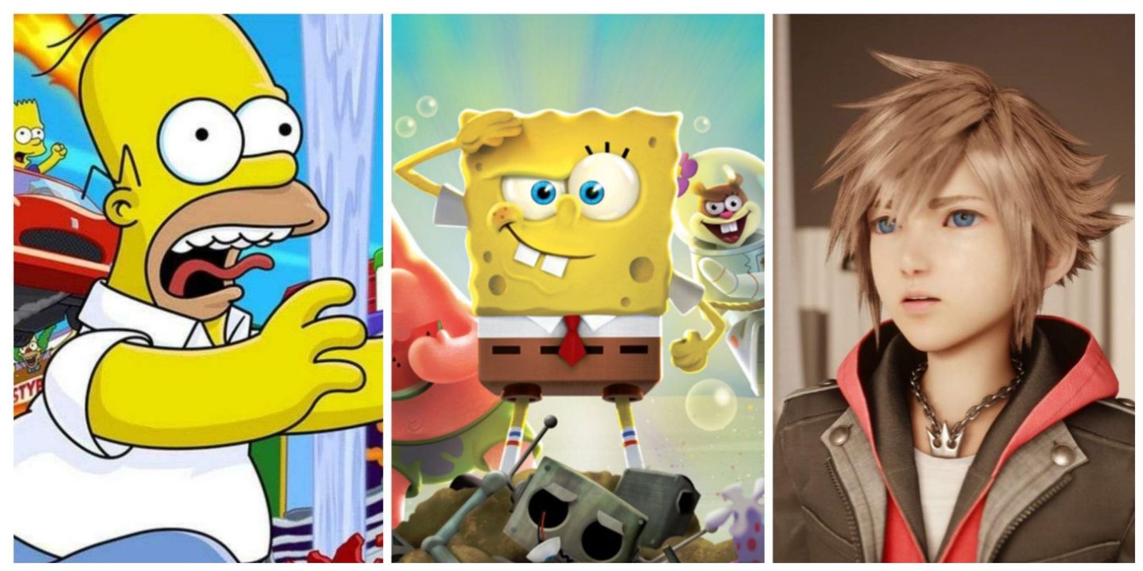 Underrated Characters Who Should Be In Marvel Rivals 9 Split image featuring Homer Simpson, Spongebob, and Sora from Kingdom Hearts