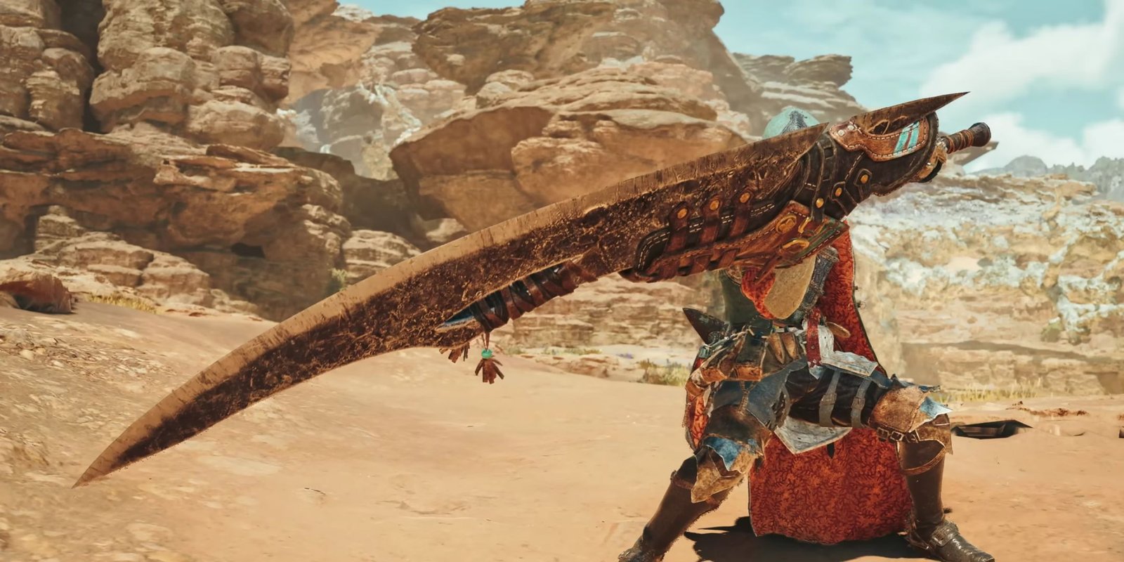 Monster Hunter Wilds Review Round-Up 2 A hunter holding the Long Sword in Monster Hunter Wilds.