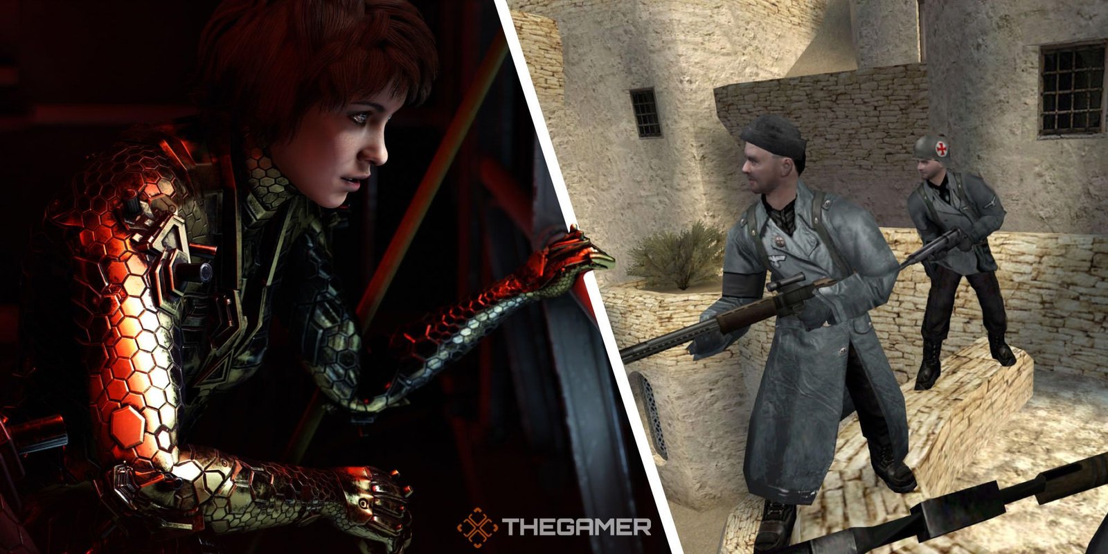Best PC Games Of The Early 2000s 10 A collage showing the last Wolfenstein on the left and the oldest one on the right.