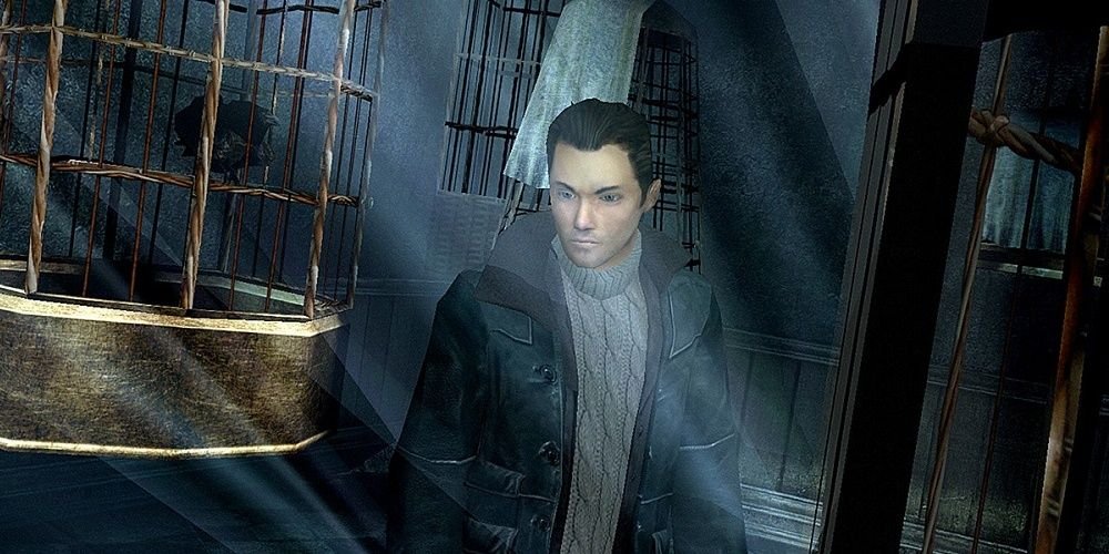Lucas Kane Looking At A Bird Cage In Fahrenheit Indigo Prophecy