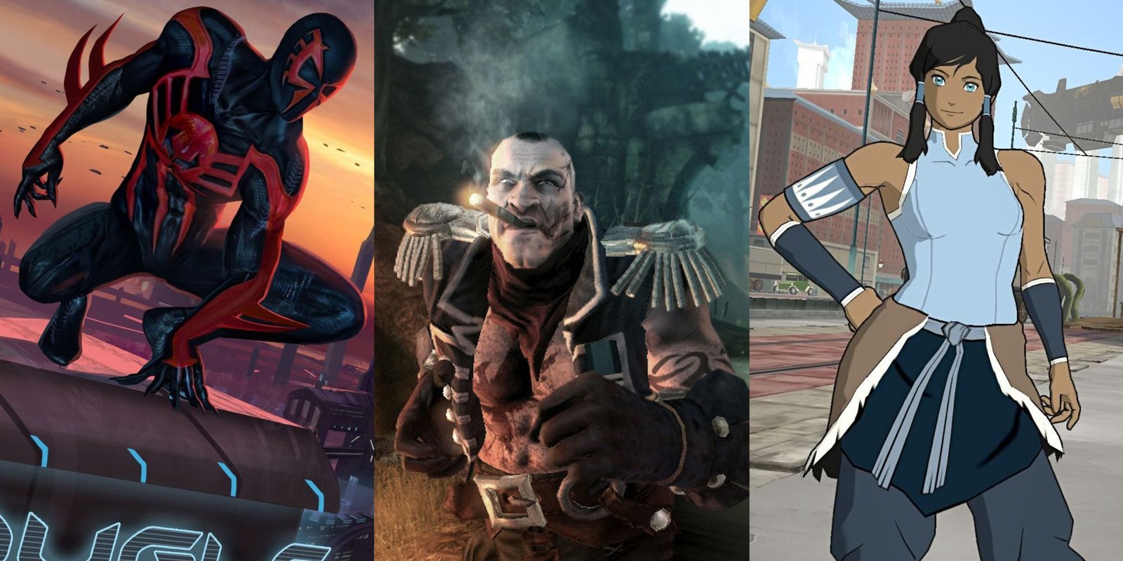 Best PC Games Of The Early 2000s 52 A collage showing Spider-Man Shattered Dimensions, Fable 3, and The Legend of Korra.
