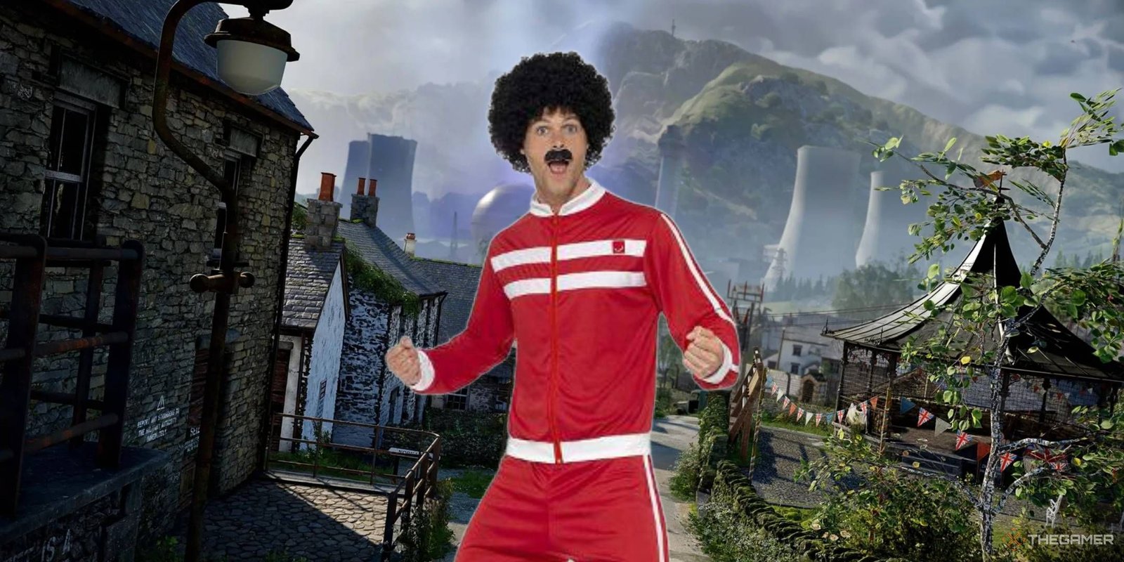 More Games Should Take Atomfall's Approach To Gunplay 4 stereotypical scouser costume in front of atomfall village