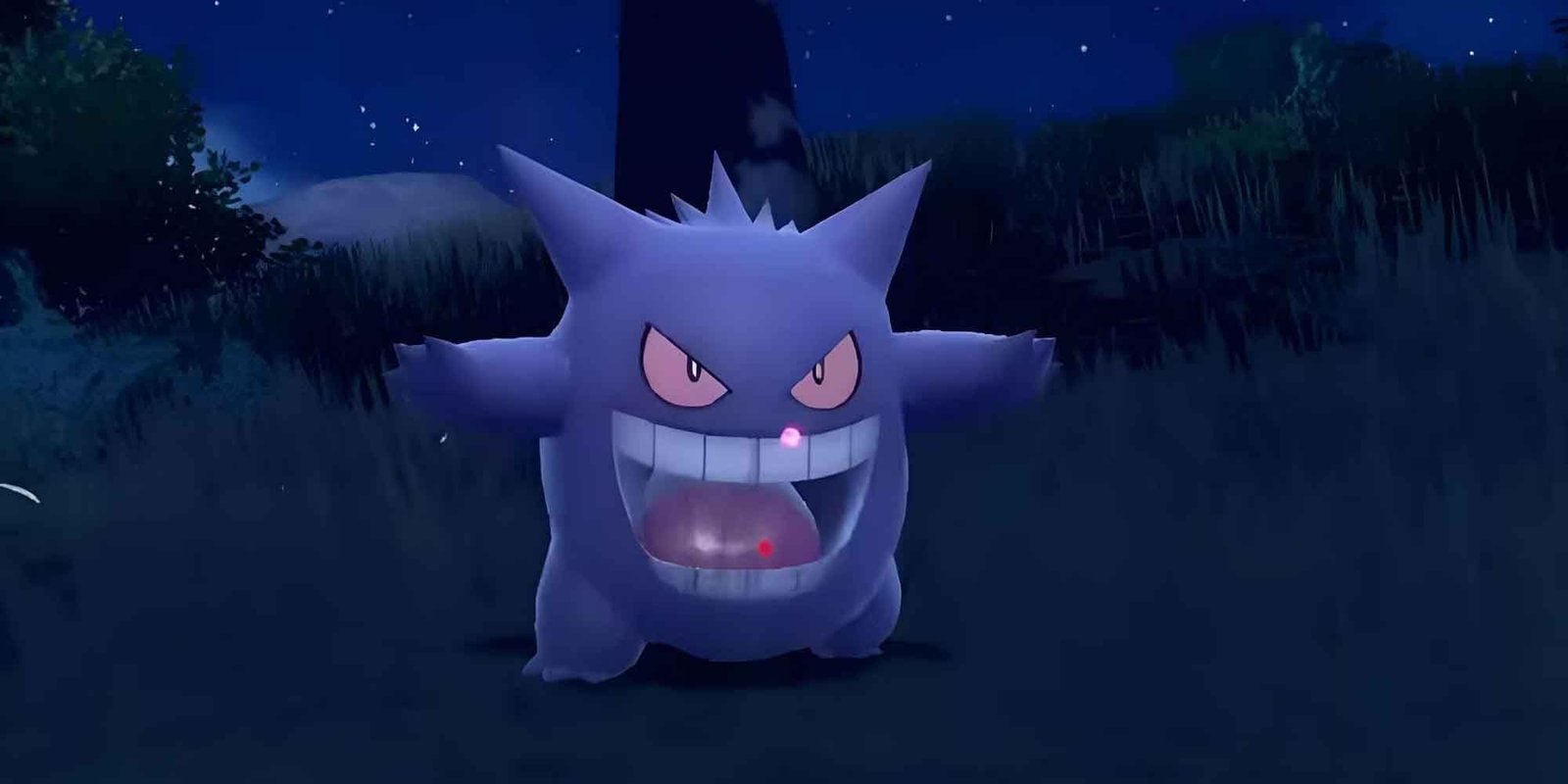 Encountering a Gengar at night in Pokemon.