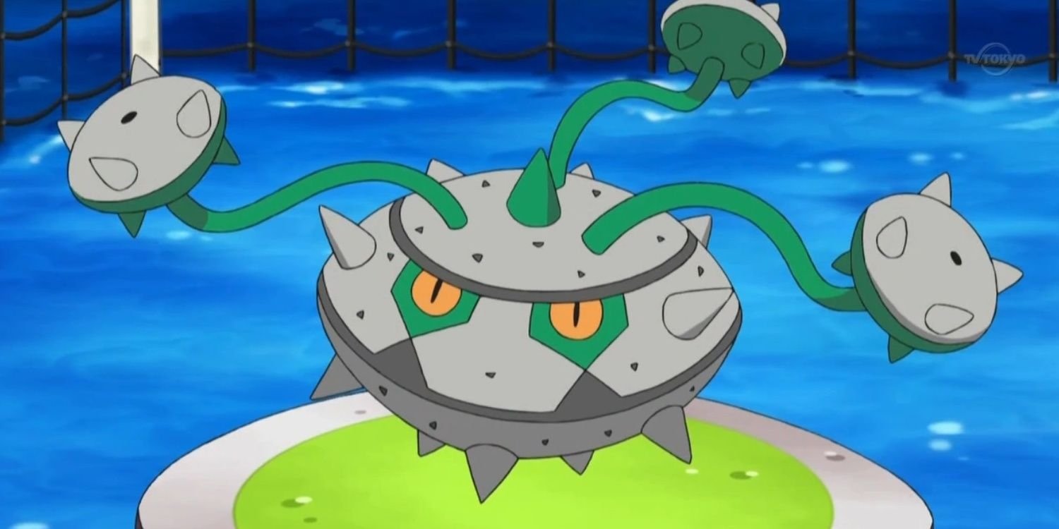 Ferrothorn Pokemon Anime Unova Series Grass Steel Type In Pool unova.