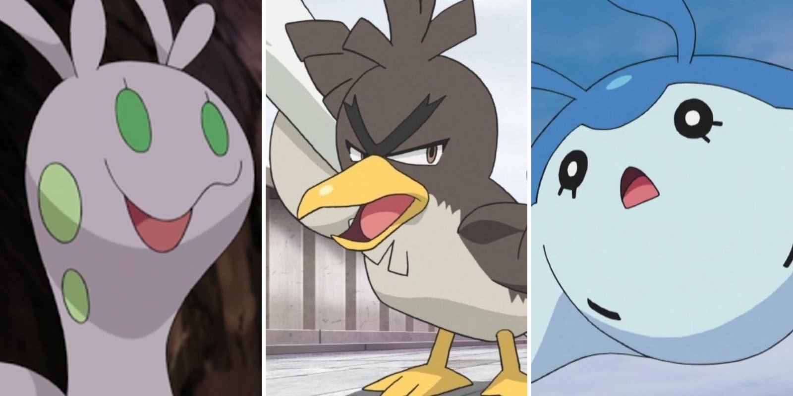 Best Pokemon That Aren't Legendaries 13 Sliggoo smiles in a cave, Galarian Farfetch'd prepares for battle, Mantyke soars through the air