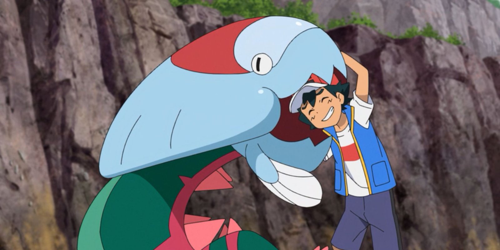 Ash puts his head in Dracovish's mouth in the Pokemon Journeys Anime.