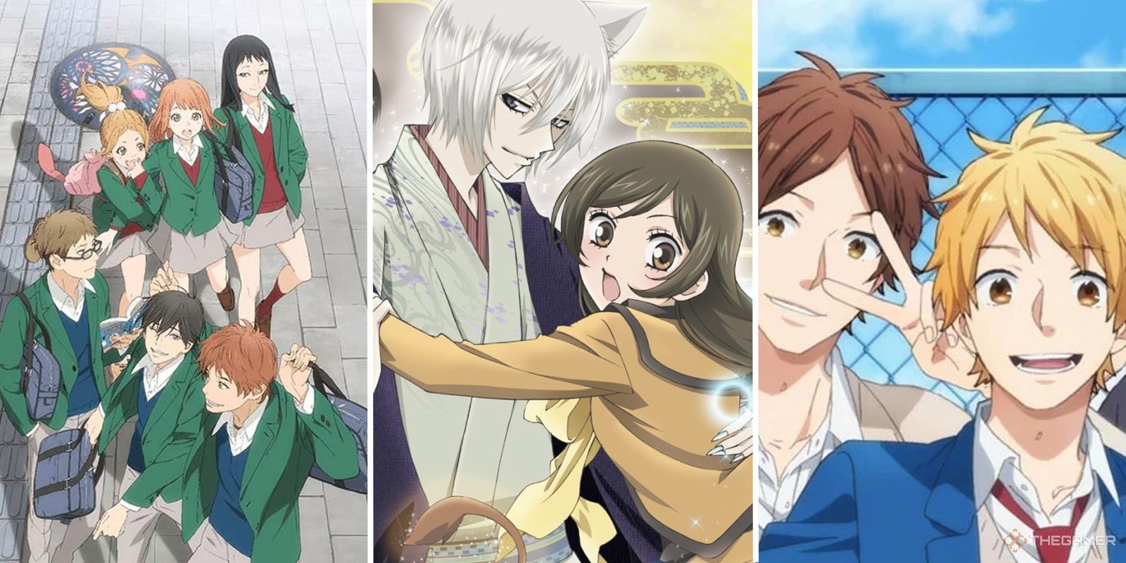 Anime To Watch Based On Your Zodiac Sign 2 Split image showing art from Orange, Kamisama Kiss, and Rainbow Days.