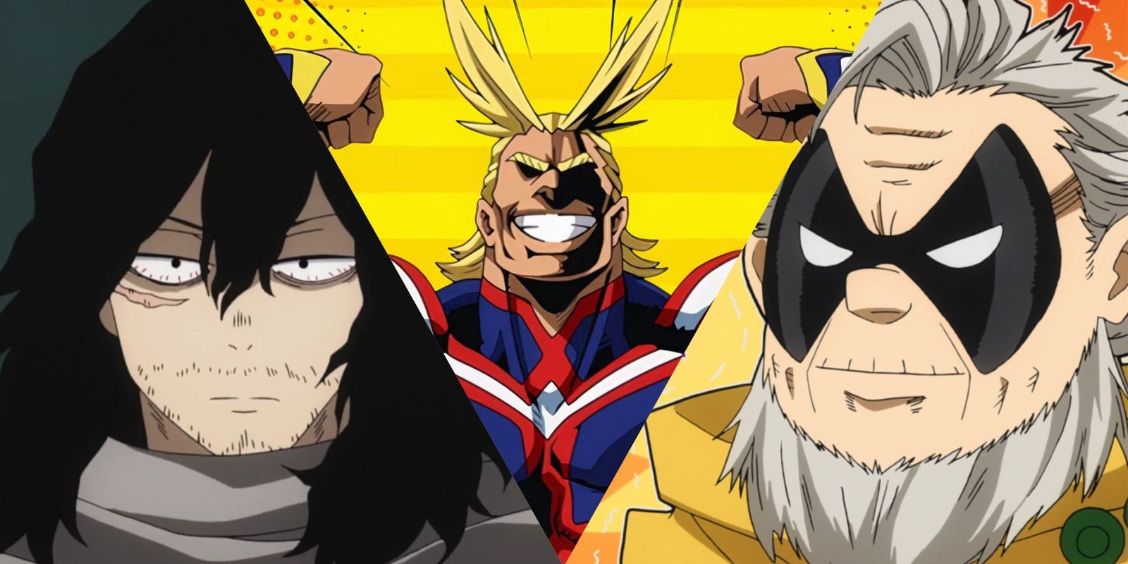 Anime To Watch Based On Your Zodiac Sign 3 Featured Image, Pro-Heroes from My Hero Academia, Shota Aizawa, All Might, and Sorahiko Torino.
