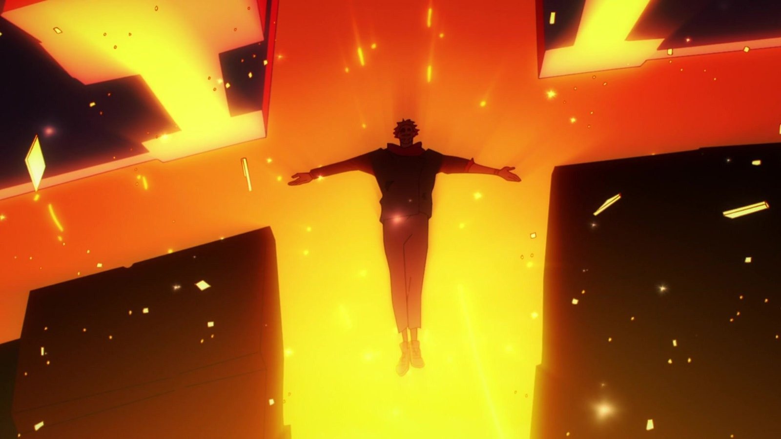 Sukuna using a powerful attack in the Shibuya arc of Jujutsu Kaisen.-1