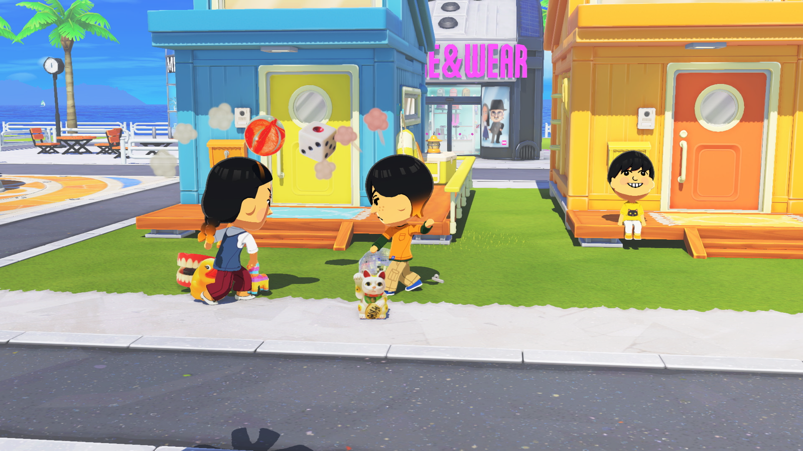 Two people have an argument while a scary child sits off to the side in Tomodachi Life: Living The Dream. 