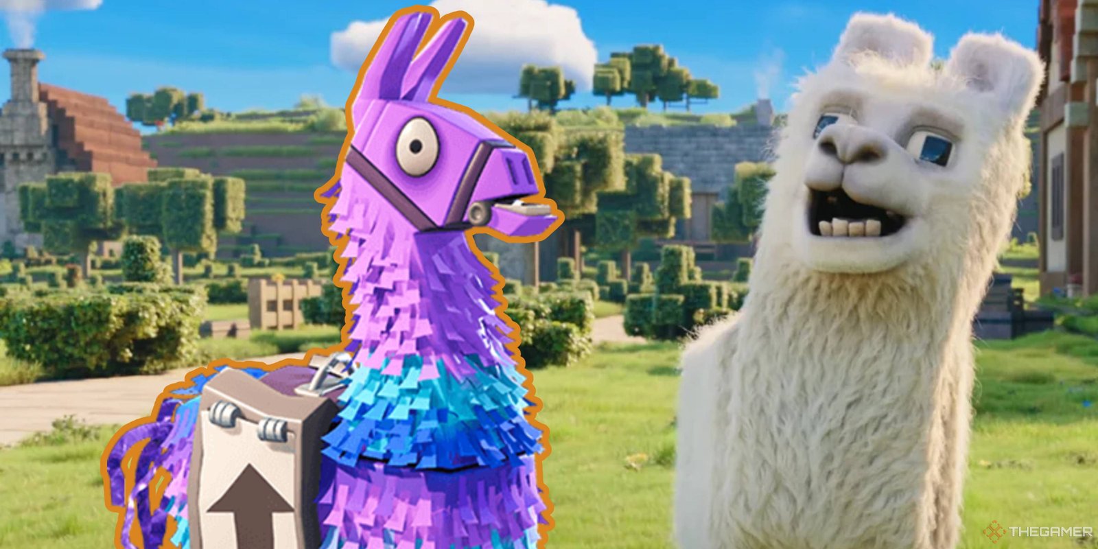 Minecraft's Director Says A Sequel Is Already Being Discussed 2 minecraft llama shocked by a fortnite llama.