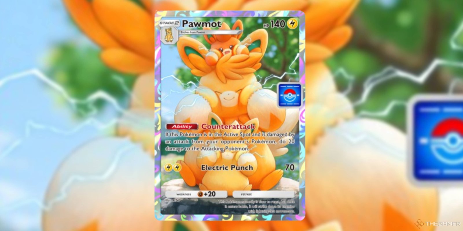 pawmot illustration rare from pokemon tcg pocket.