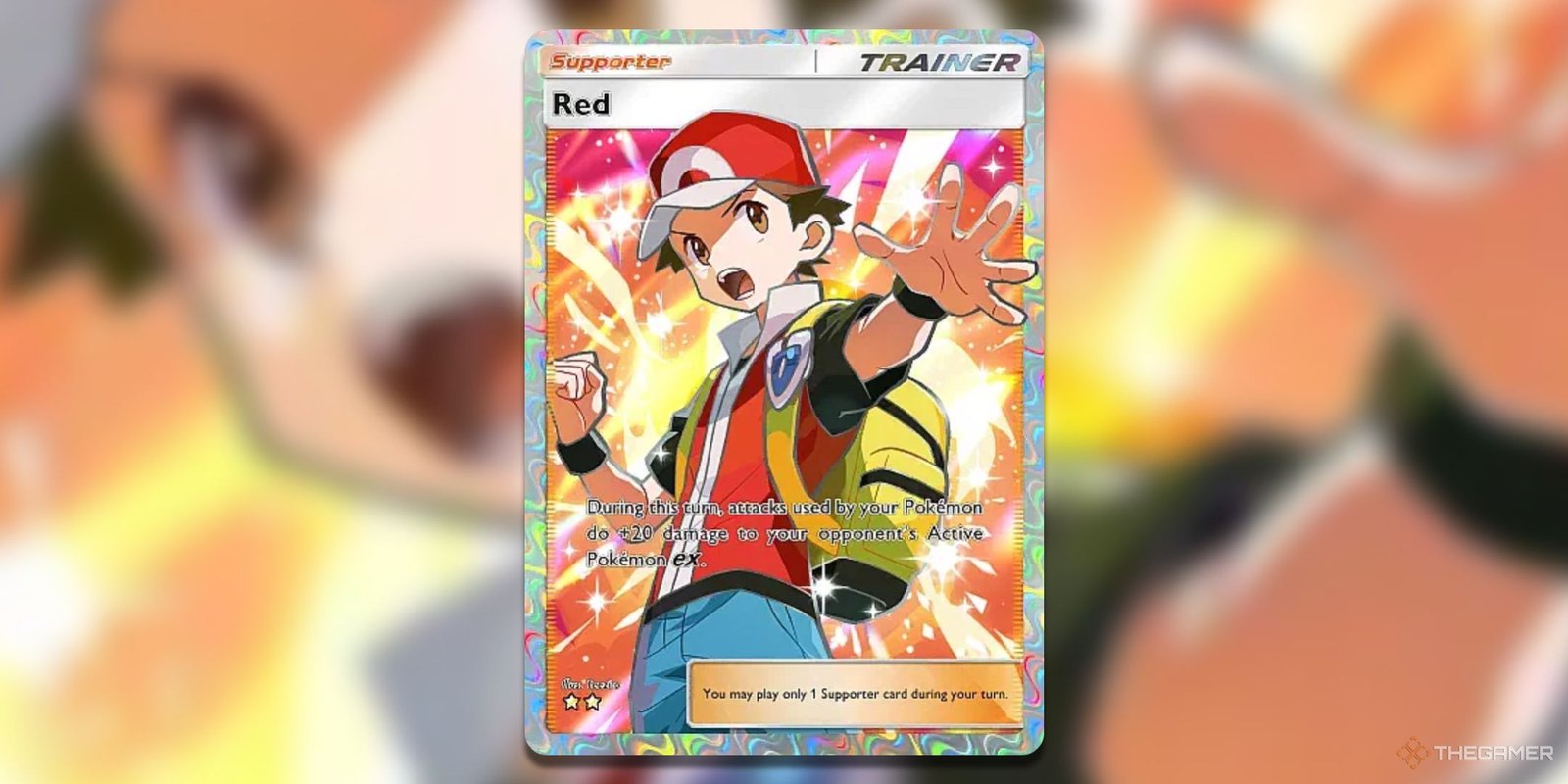 Super rare Red Pokemon TCG Pocket Shining Revelry Card Art.