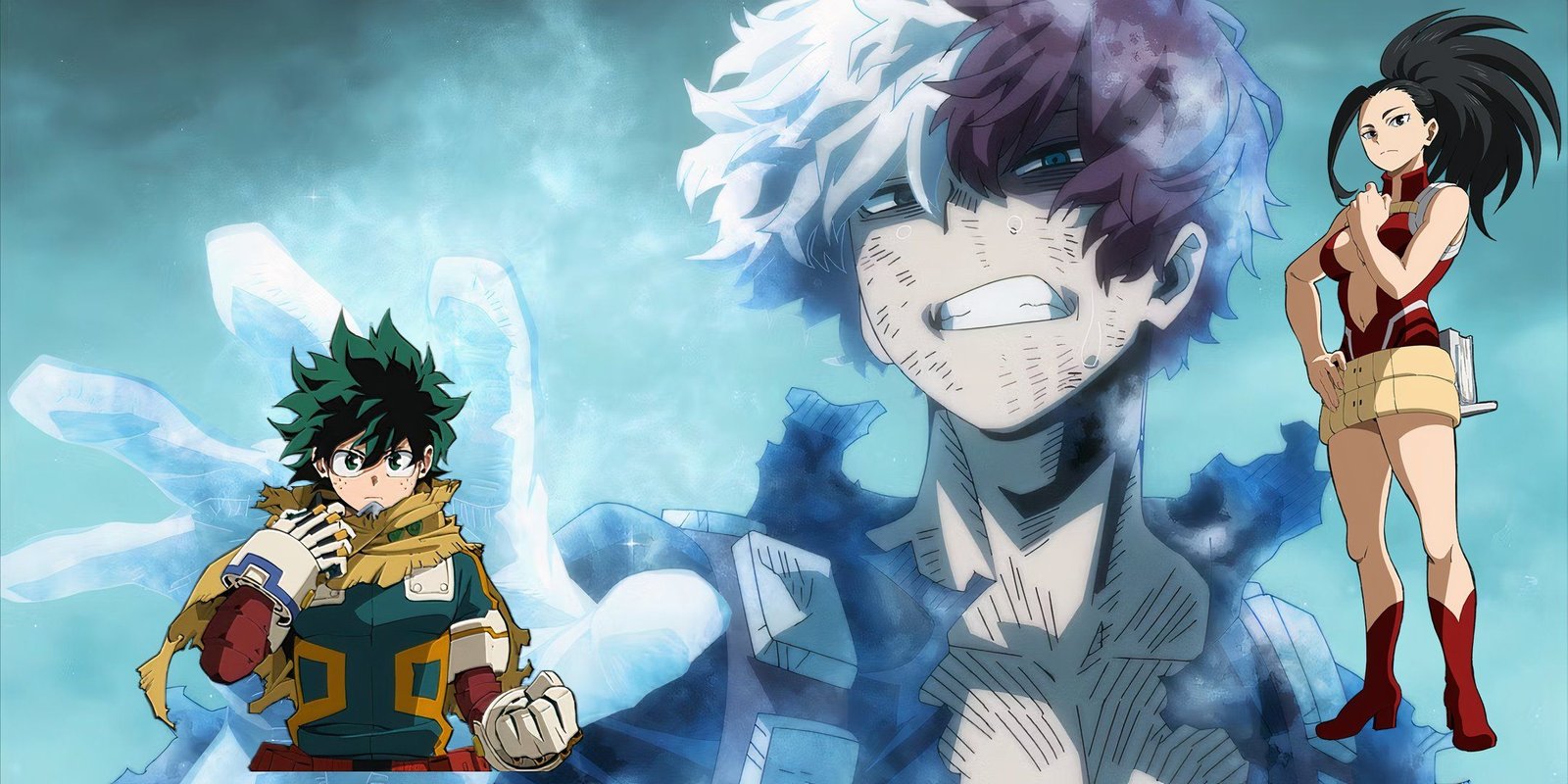 Anime To Watch Based On Your Zodiac Sign 4 Deku bottom left, Todoroki middle, Yaoyorozu right