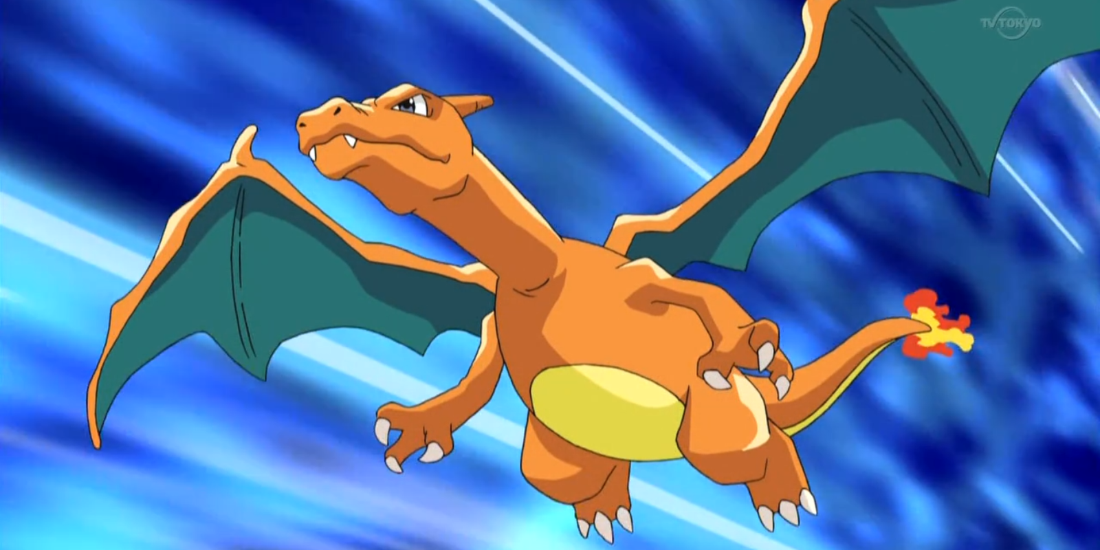 Charizard Flying in the Pokemon Anime.
