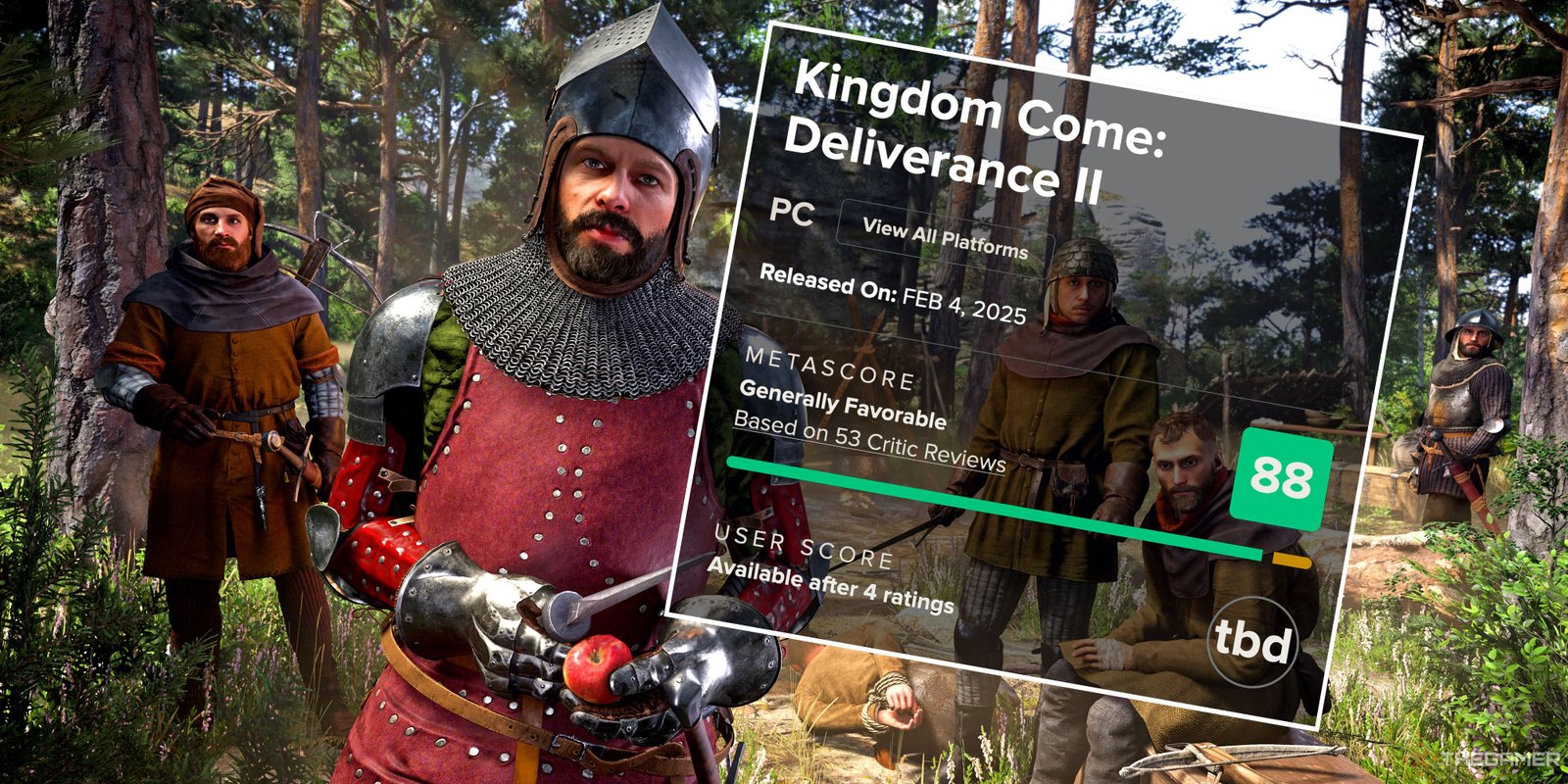 Deliverance 2's Clever NPCs Keep Getting Players Arrested 1 A screenshot from Kingdom Come: Deliverance 2 with an 88 Metacritic score.