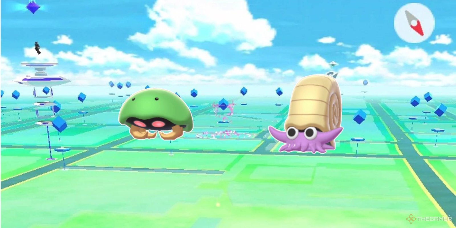 shiny Omanyte and Kabuto in Pokemon go