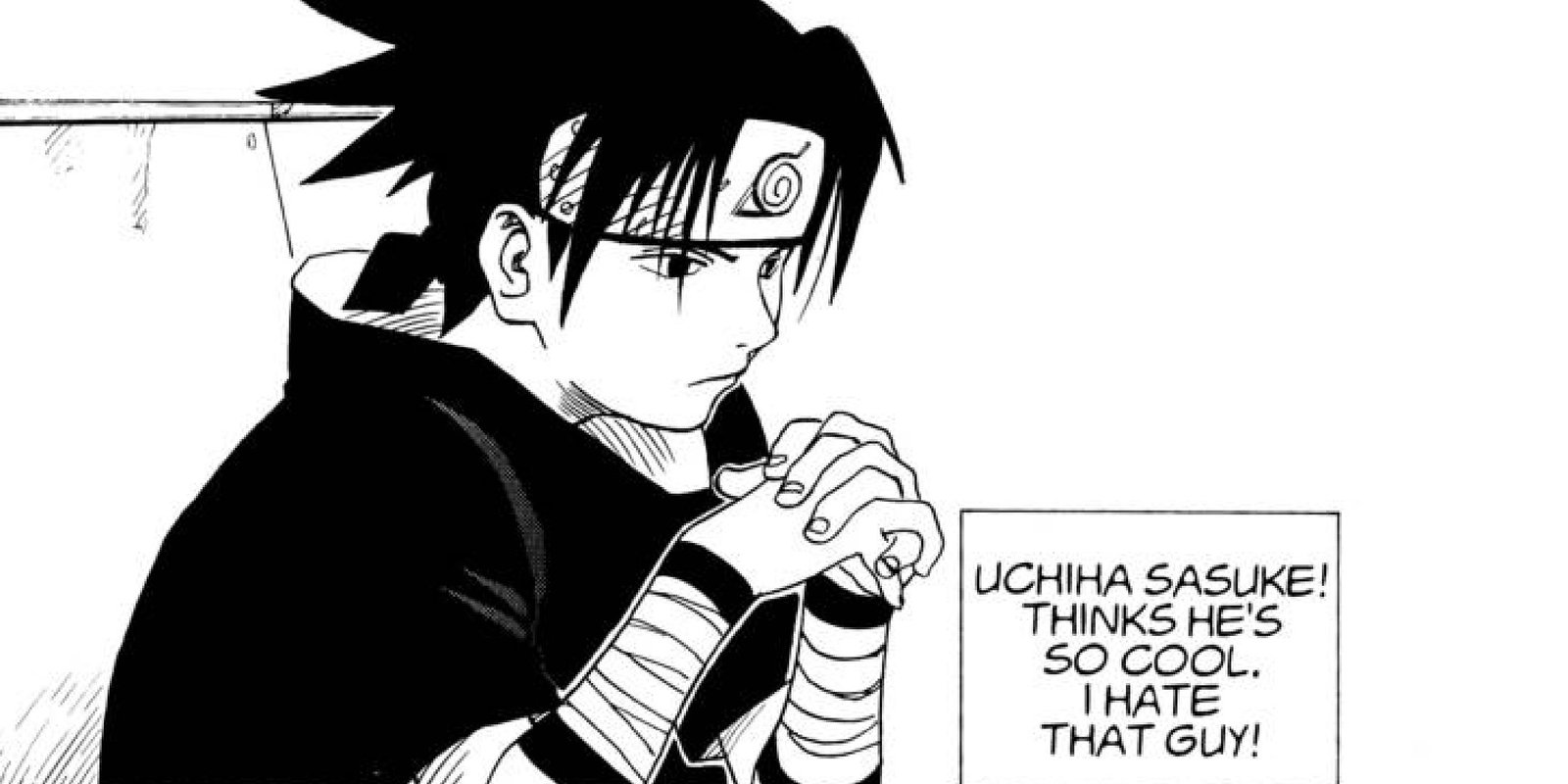 A Naruto manga panel showing Sasuke.