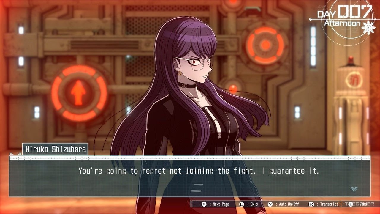 Hiruko threatening the group during the day 007 battle in The Hundred Line Last Defense Academy.