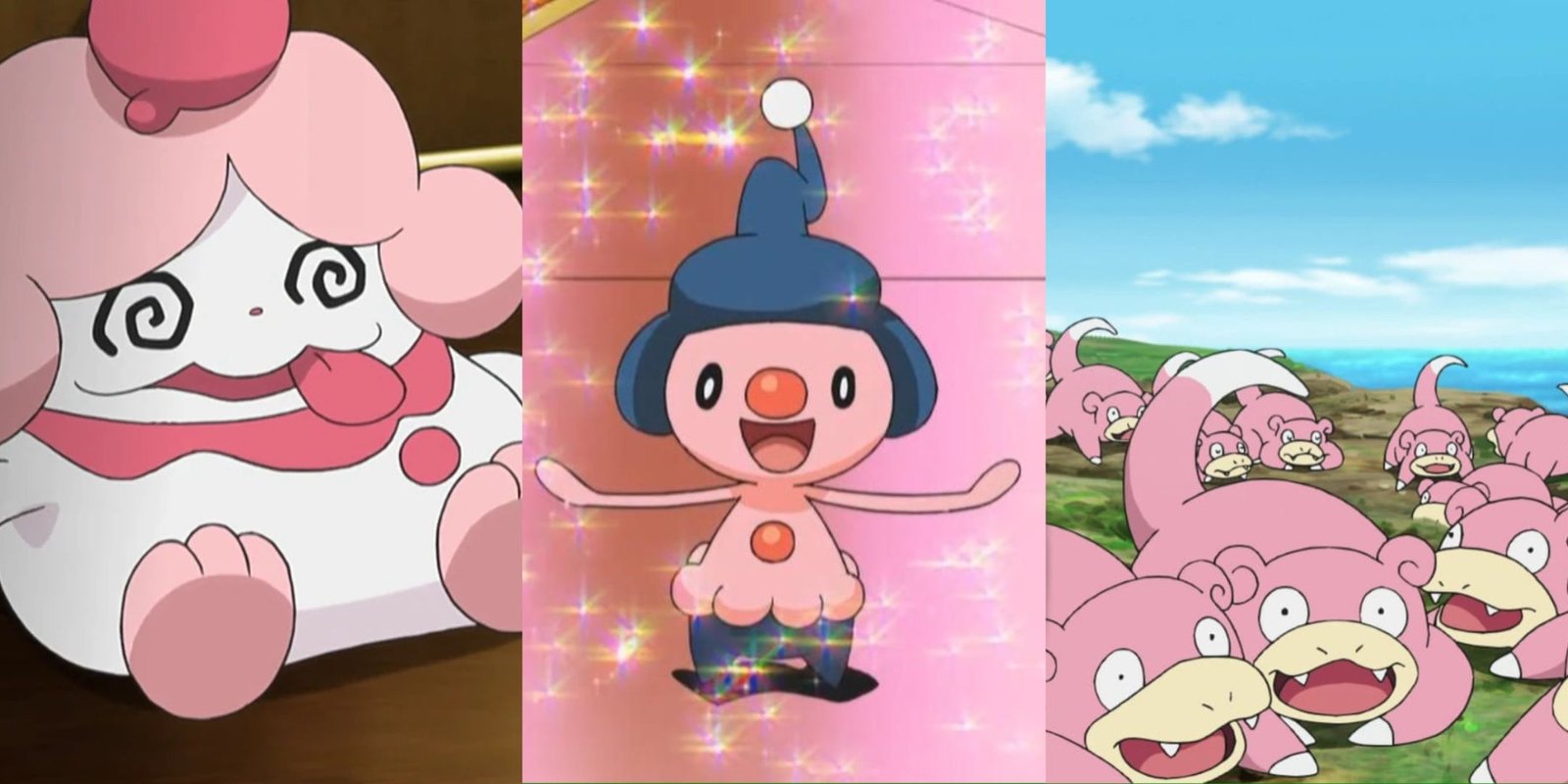 Pokemon: Every Pikachu Clone, Ranked 12 Slurpuff, Mime Jr and Slowpoke, being silly pokemon