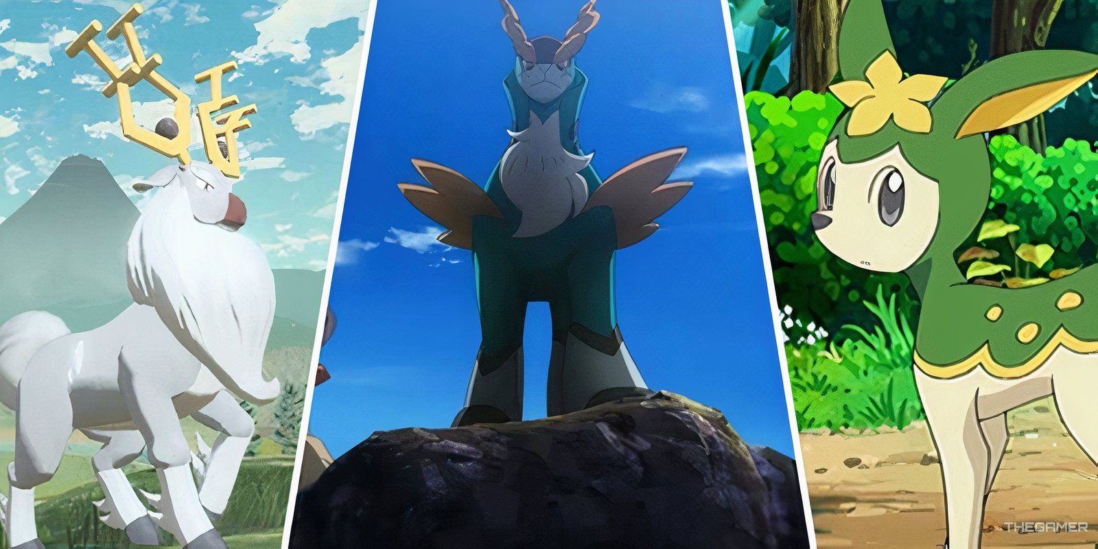 Pokemon: Every Pikachu Clone, Ranked 8 Split images of the Pokemon Wyrdeer, Cobalion, and Deerling.