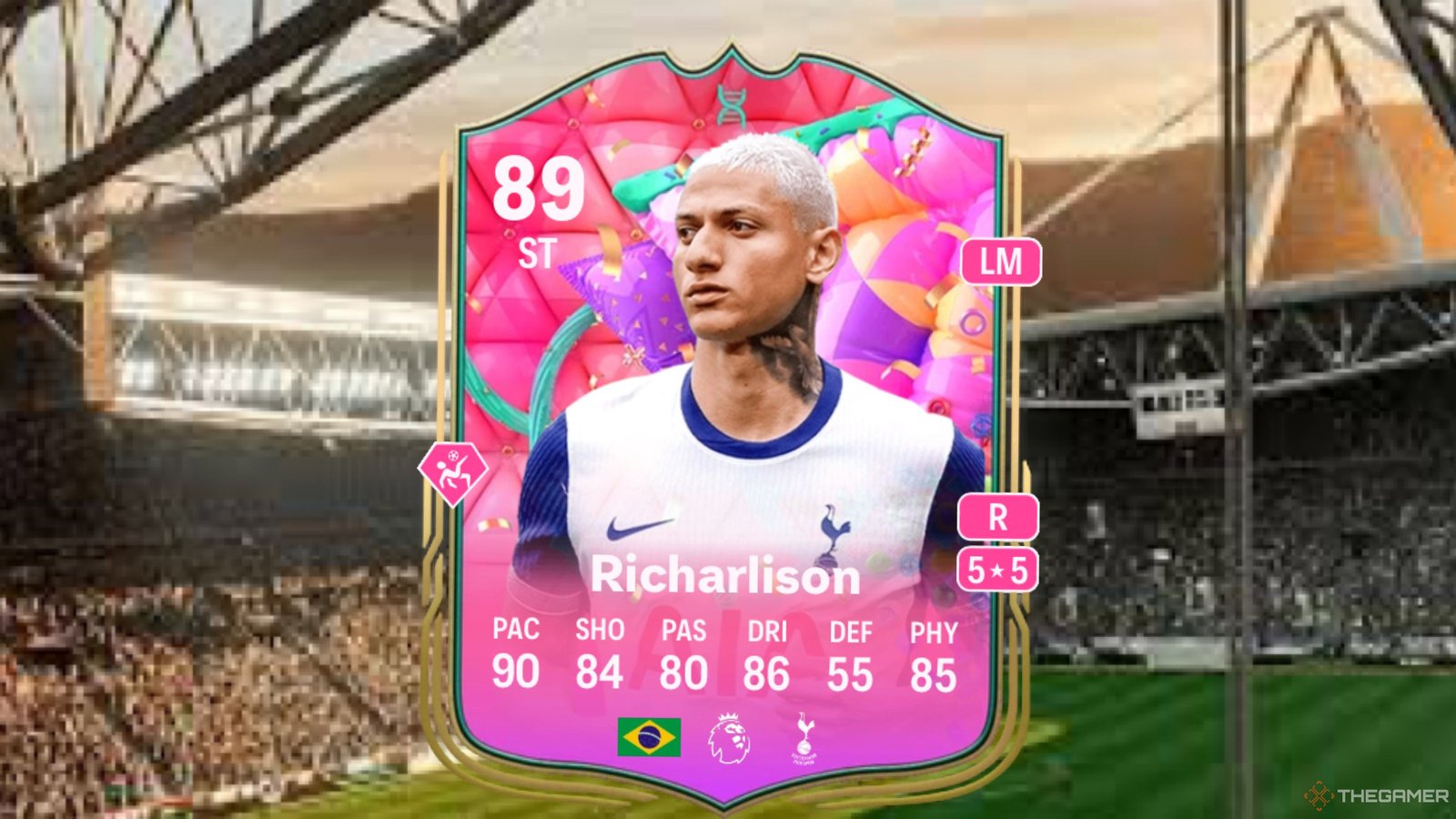 Image showing Richarlison card against a faded pitch background.