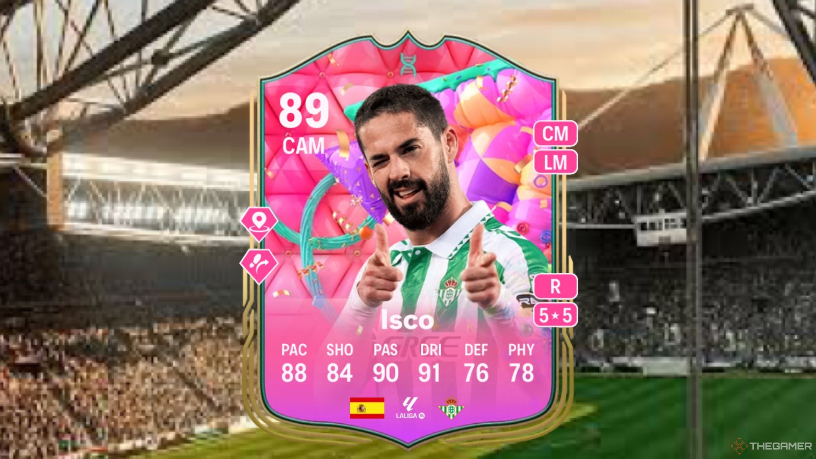 Image showing Isco card against a faded pitch background.