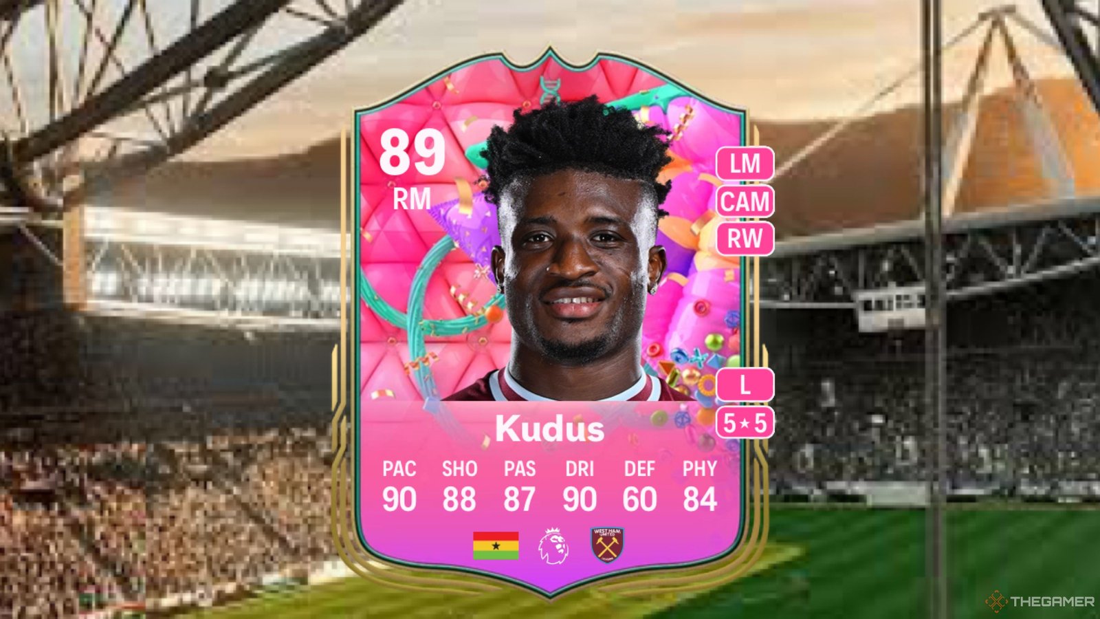 Image showing Kudus card against a faded pitch background.