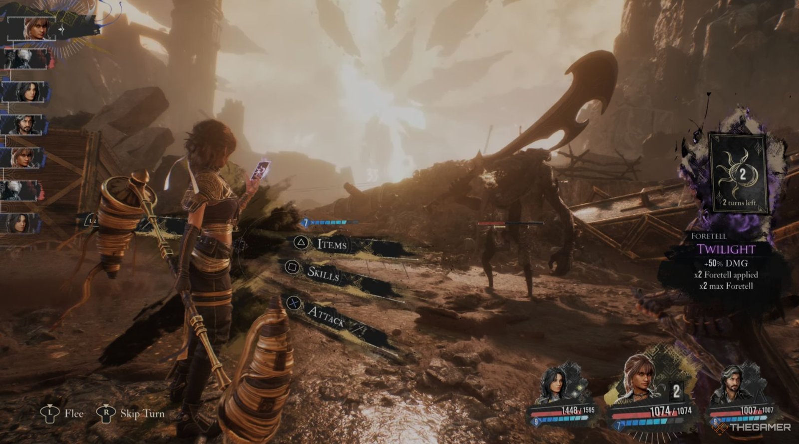 sciel prepares an attack while in twilight mode in clair obscur expedition 33.