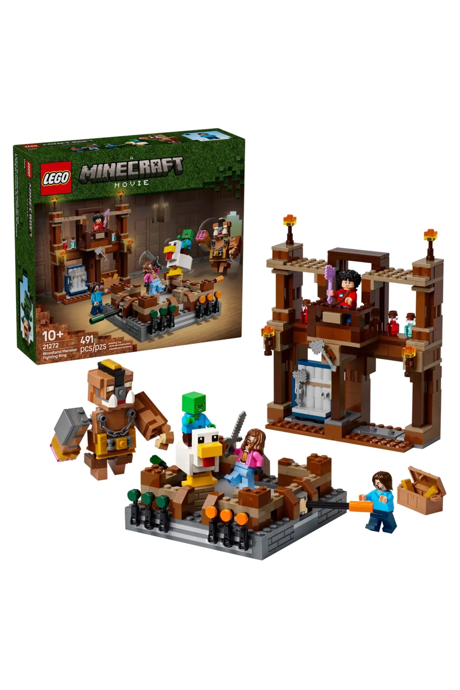 A Minecraft Movie's Chicken Jockey Scene Is A Lego Set You Can Buy Right Now 2 Woodland Mansion Fighting Ring.