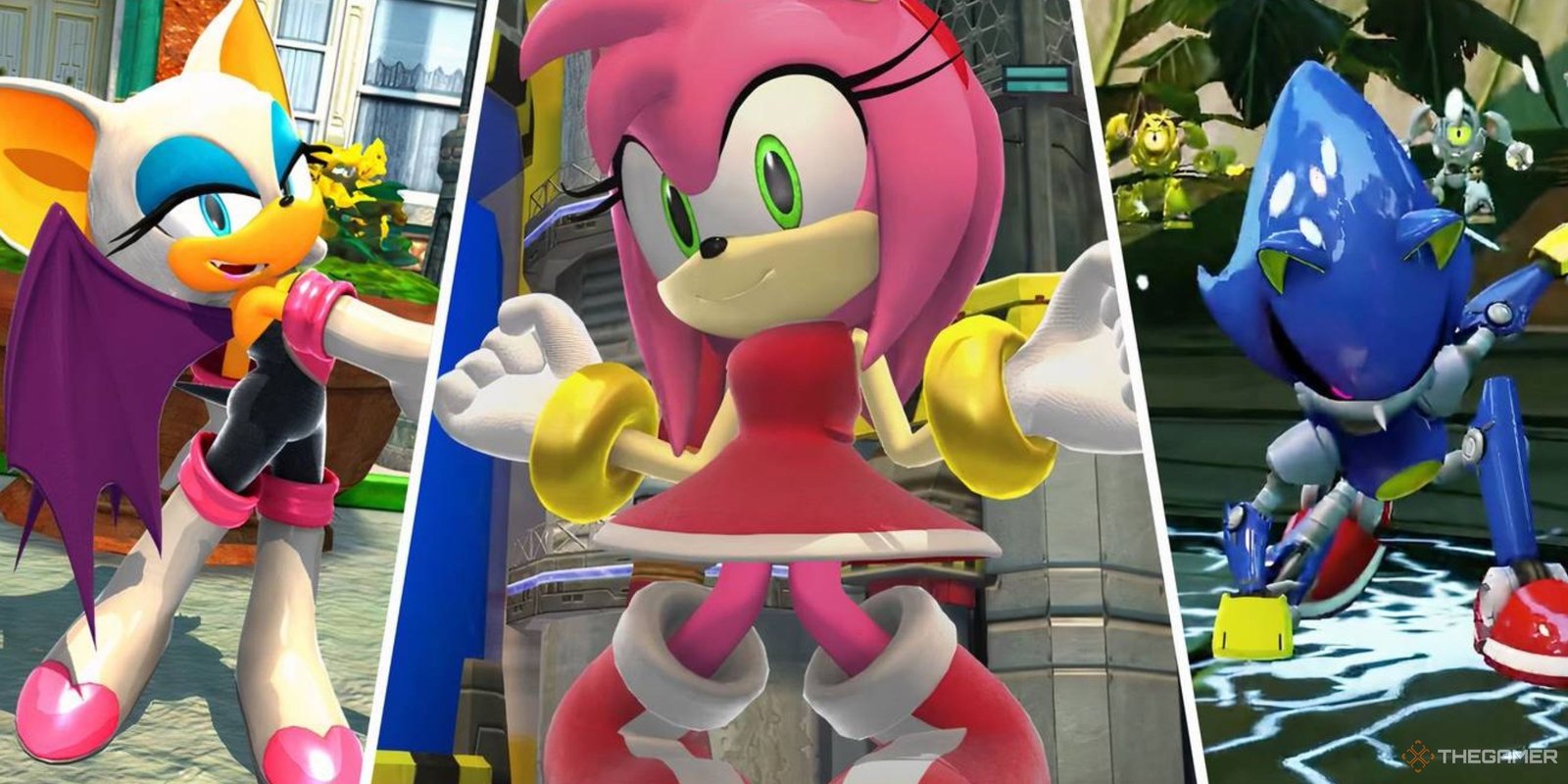 The Fastest Charcters In Sonic The Hedgehog 3 Rouge The Bat, Amy Rose, and Metal Sonic throughout various Sonic games.