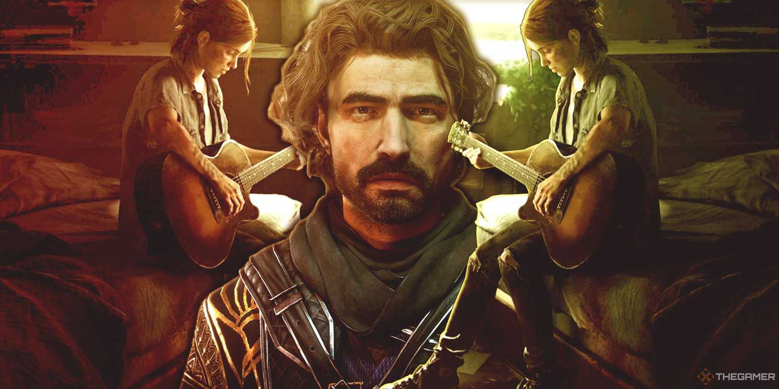The Future Of Turn-Based Combat Is Here In Clair Obscur: Expedition 33 3 Gustave from Clair Obscur: Expedition 33 with Ellie from The Last of Us Part 2 playing guitar to his left and right.