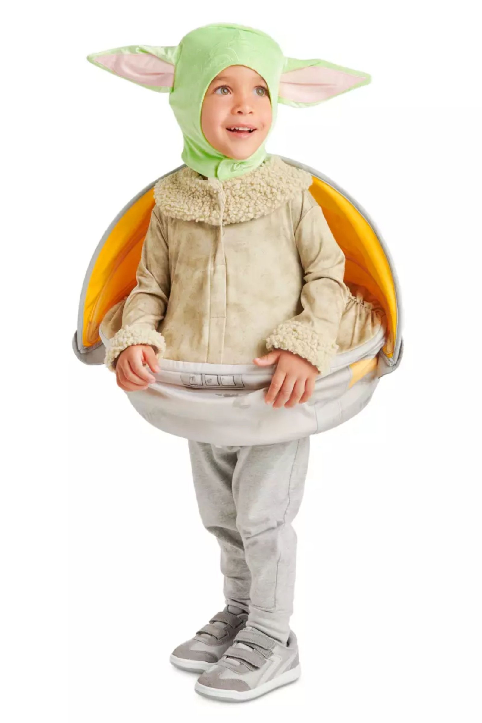 Best Star Wars Halloween Costumes In 2024 8 kid wearing a grogu hover pram costume
