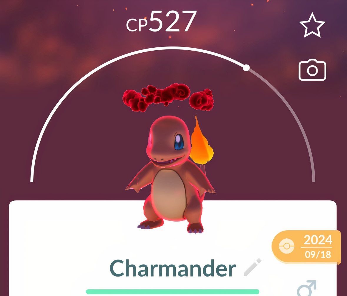 Dynamax Charmander's catch screen from Pokemon Go.