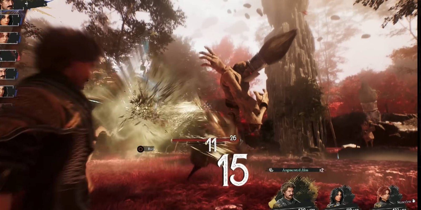 Fighting a monster in Clair Obscur.