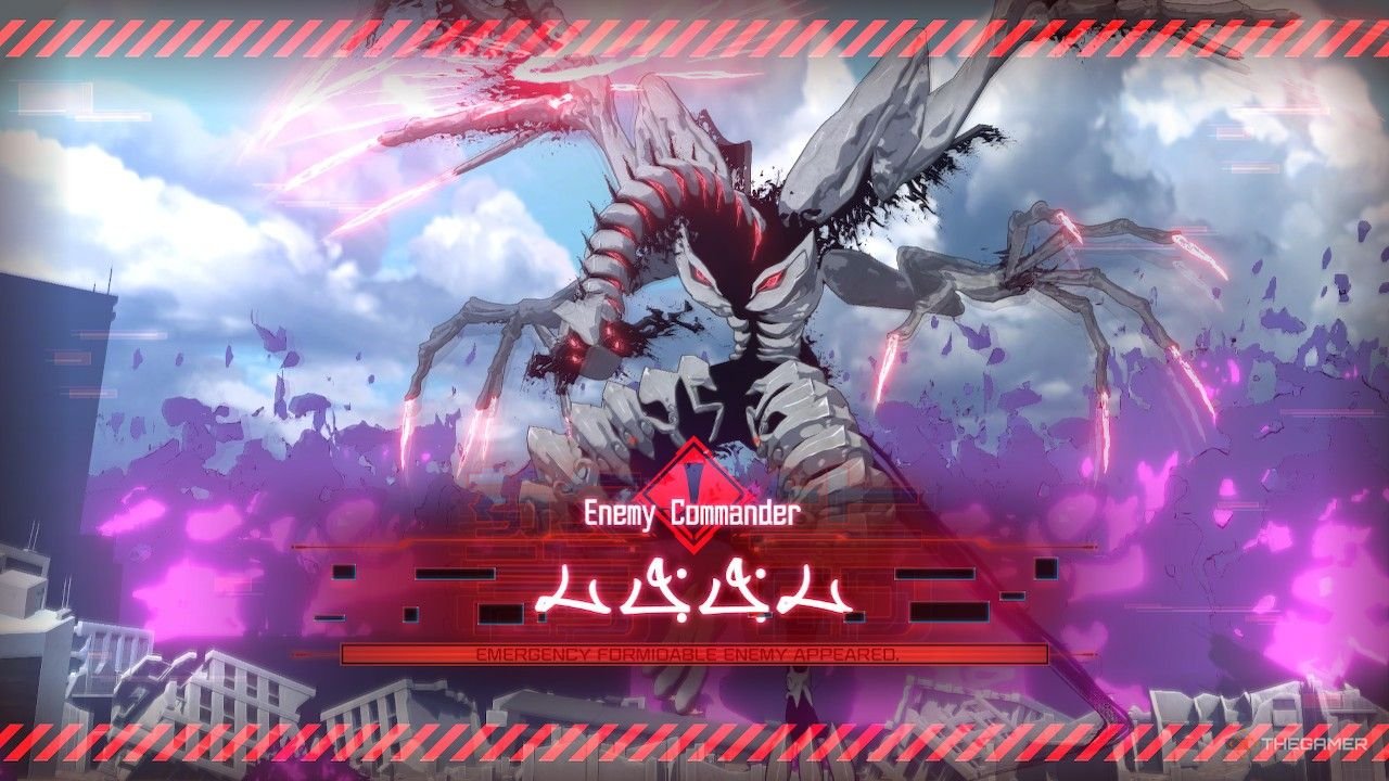 Start screen for the enemy commander battle at the beginning in The Hundred Line Last Defense Academy.