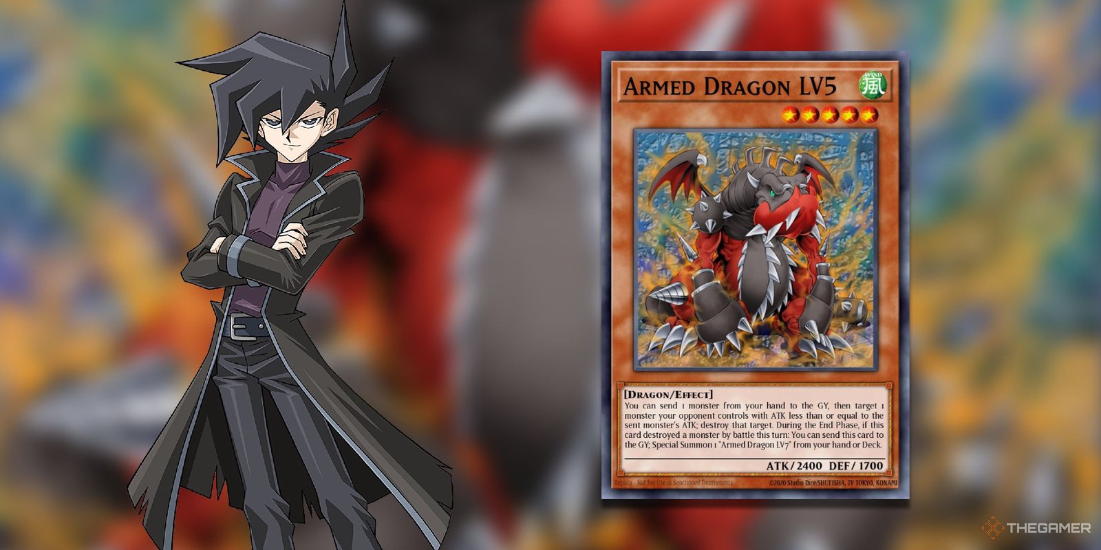 Chazz Princeton next to Armed Dragon LV5 from Yu-Gi-Oh! GX.