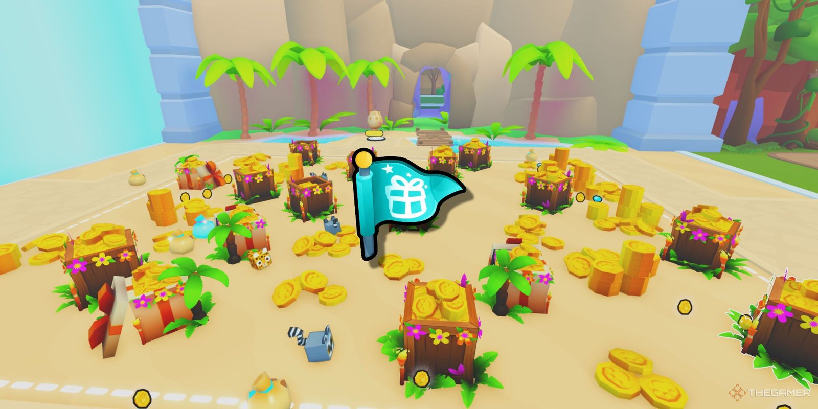 The Exotic Treasure Flag from Pet Sim 99 on Roblox.