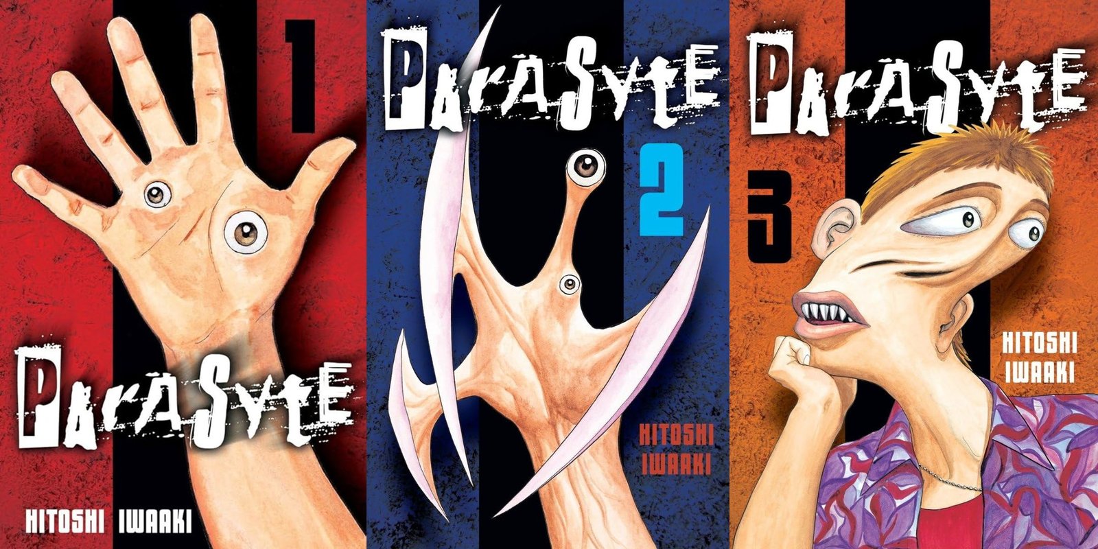 Three manga covers for Parasyte.