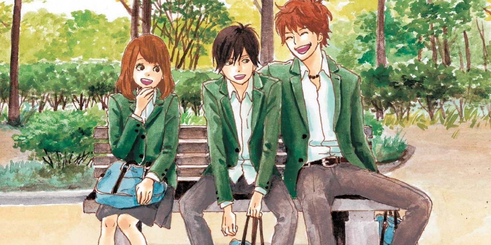 Three characters from the manga Orange.