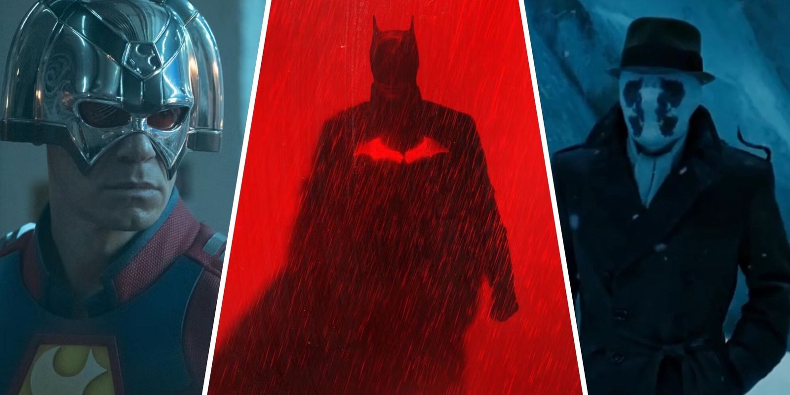 You Should Watch The Best Shows About Gangsters, Capiche? 3 Split image of Peacemaker, The Batman, and Watchmen.