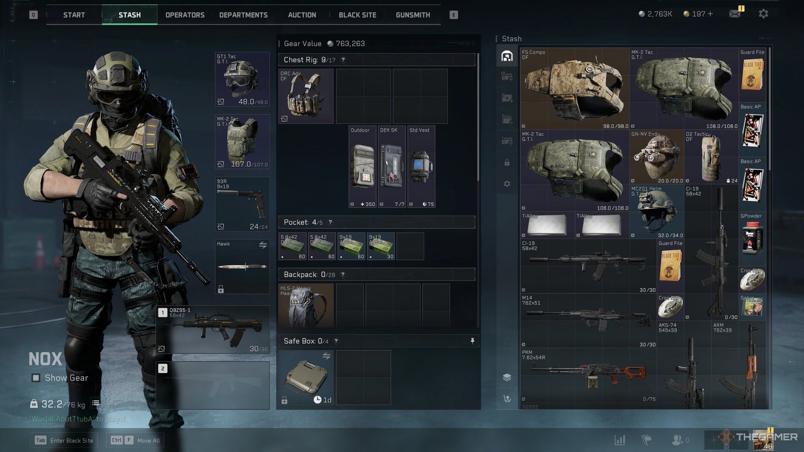 A Nox Operator loadout with a QBZ95-1 rifle in Delta Force Operations.