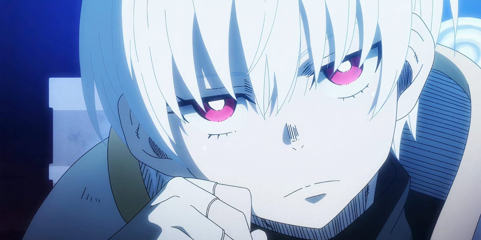 A close up of Sho Kusakabe with a bored expression on his face from Fire Force.