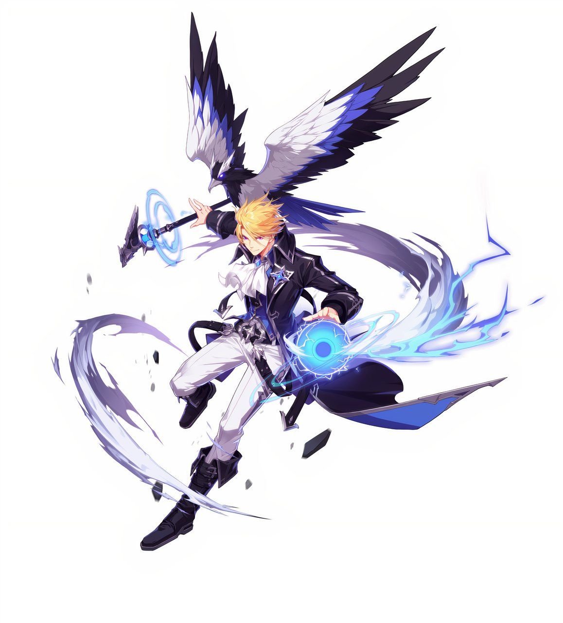 The Magister class in Crystal of Atlan on display as the character wields magic and a weapon.